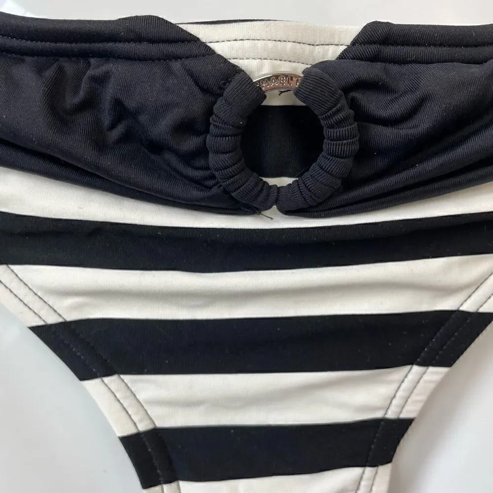 NWT MICHAEL Michael Kors Black and White Striped Bikini Bottoms XS, S, or L